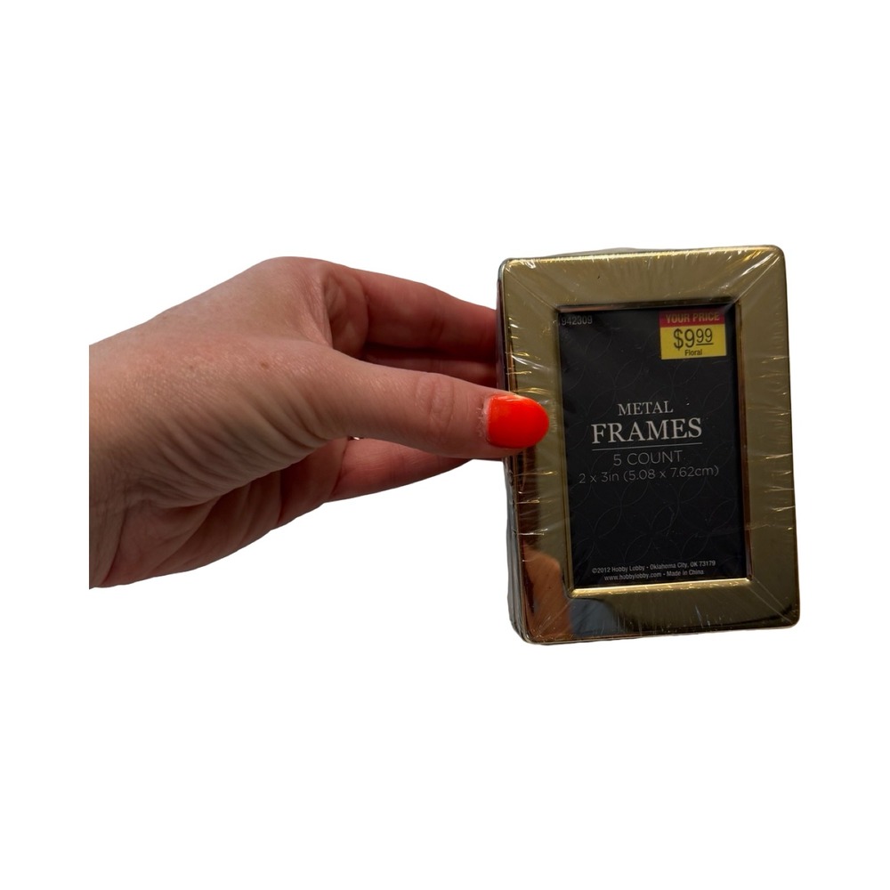 Hobby Lobby Gold Metal Picture Frames 2x3 5 Count Pack New Sealed 942309